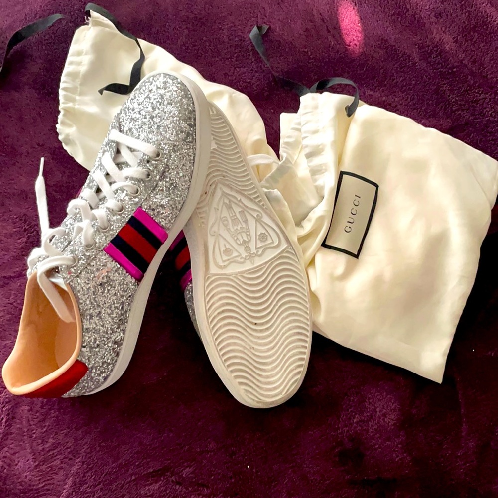 Gucci Ace Web Glitter shoes